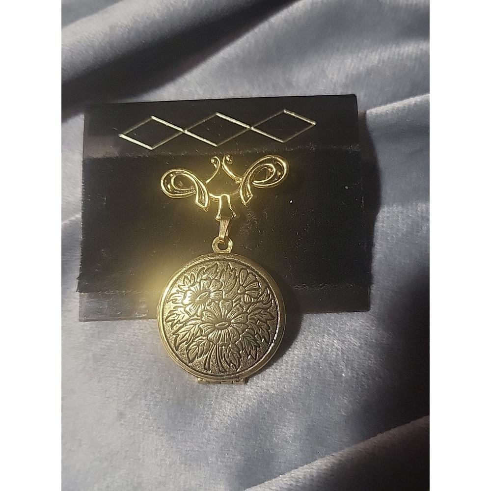 vintage floral locket pin brooch ornate bow‎